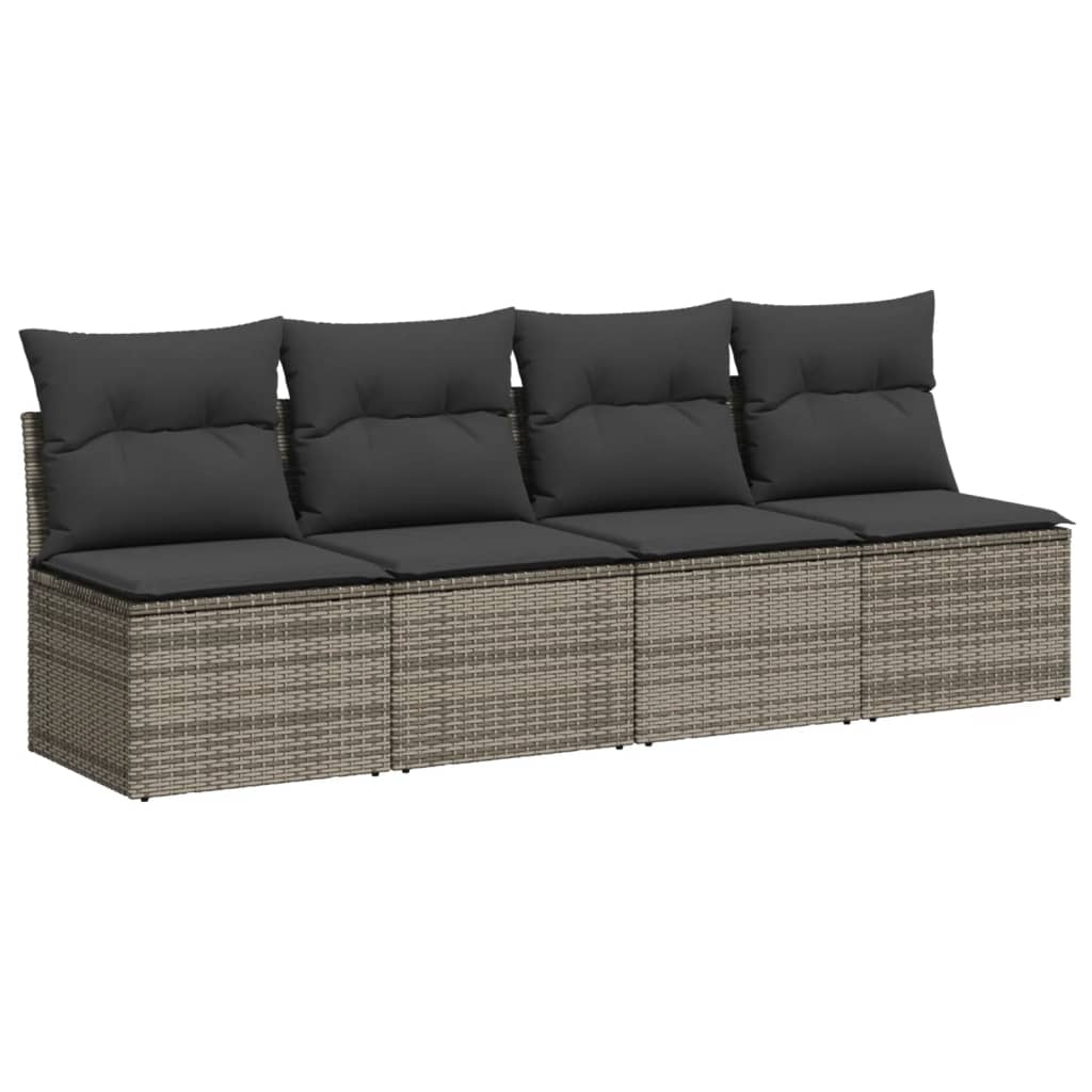 Set Divano da Giardino 10 pz con Cuscini Grigio in Polyrattan | homemem39