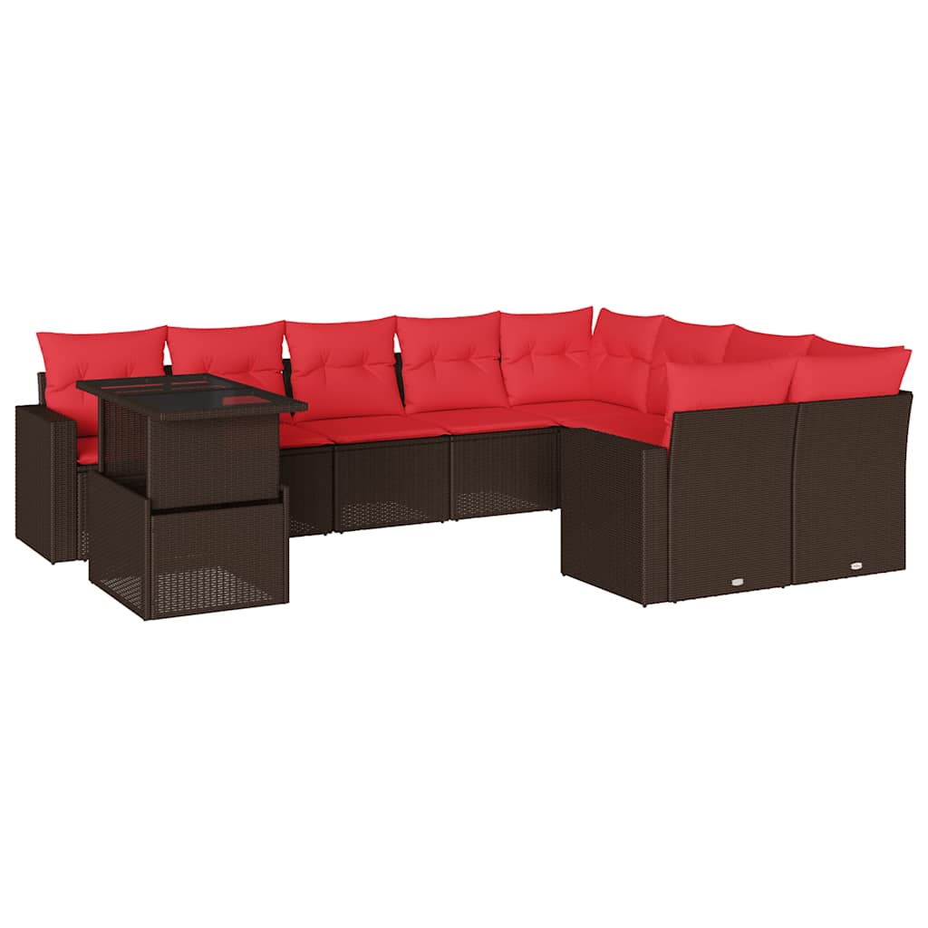 Set Divani da Giardino 10 pz con Cuscini in Polyrattan