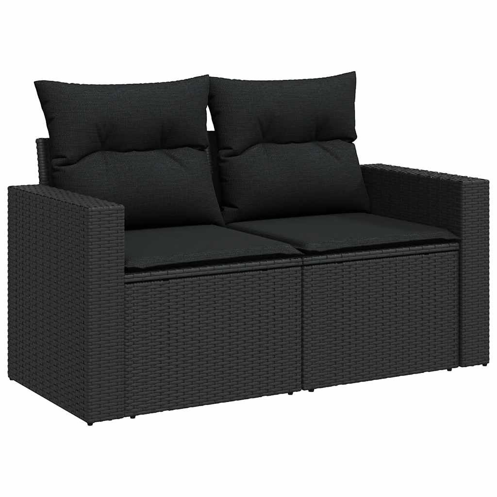Set Divani da Giardino 11 pz con Cuscini in Polyrattan Nero - homemem39