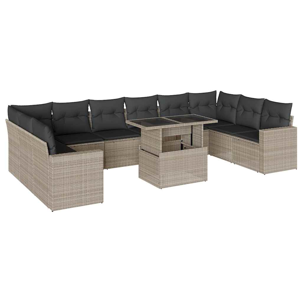 Set Divani da Giardino 11 pz con Cuscini in Polyrattan Grigio | homemem39