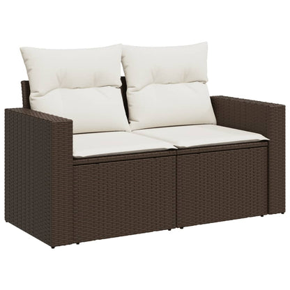 Set Divani da Giardino 11 pz con Cuscini Polyrattan Marrone - homemem39