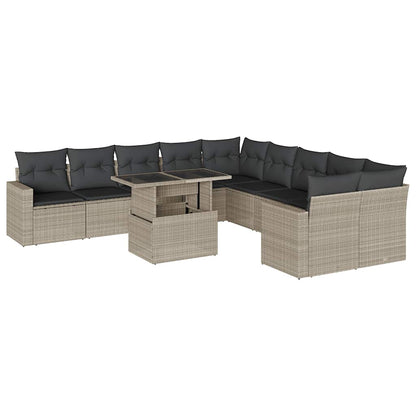 Set Divani da Giardino 11 pz con Cuscini in Polyrattan Grigio - homemem39
