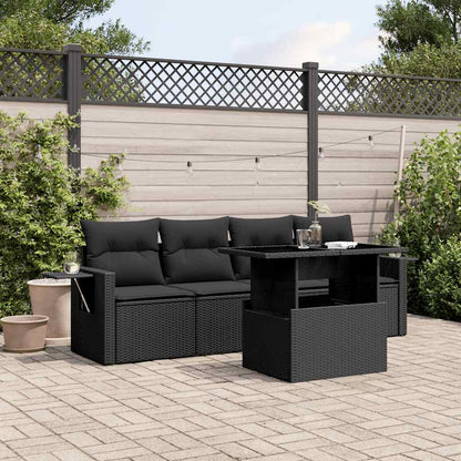 Set Divani da Giardino 5 pz con Cuscini in Polyrattan Nero - homemem39