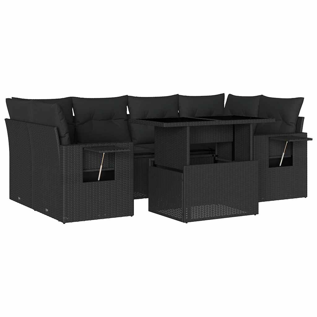 Set Divani da Giardino con Cuscini 7pz Nero Polyrattan - homemem39