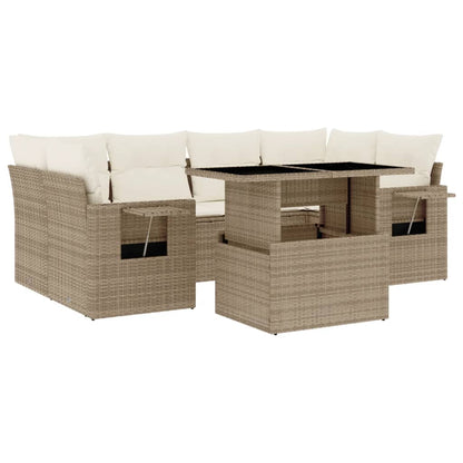 Set Divani da Giardino 7 pz con Cuscini Beige in Polyrattan - homemem39