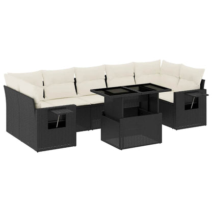 Set Divani da Giardino con Cuscini 8 pz Nero in Polyrattan - homemem39