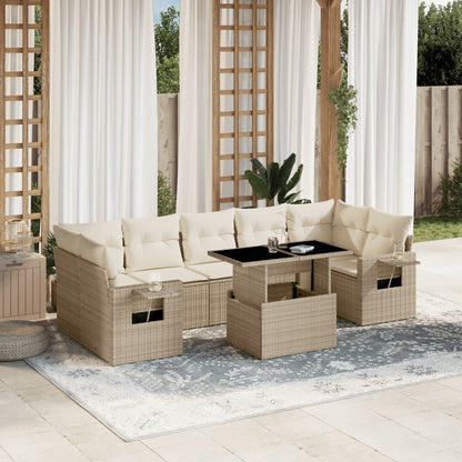 Set Divano da Giardino 8 pz con Cuscini Beige in Polyrattan - homemem39