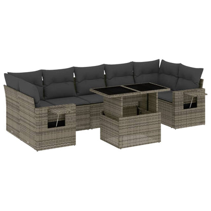 Set Divano da Giardino 8 pz con Cuscini Grigio in Polyrattan - homemem39
