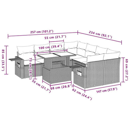 Set Divani da Giardino 9 pz con Cuscini Nero in Polyrattan | homemem39