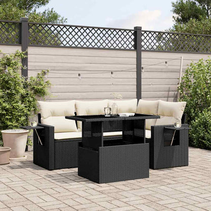 Set Divani da Giardino 5 pz con Cuscini in Polyrattan Nero - homemem39