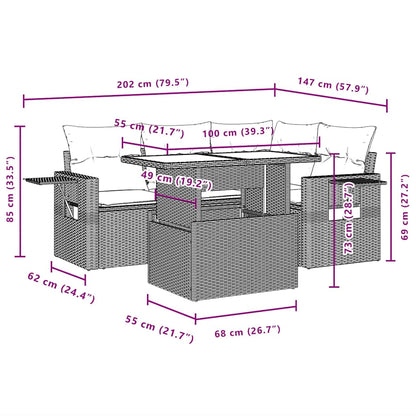 Set Divani da Giardino 5 pz con Cuscini Grigio in Polyrattan | homemem39