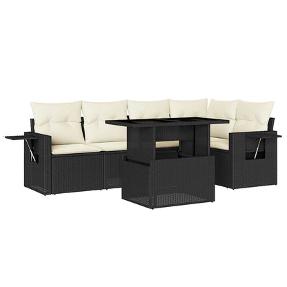 Set Divano da Giardino 6 pz con Cuscini Nero in Polyrattan | homemem39