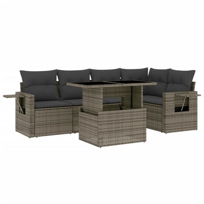Set Divano da Giardino 6 pz con Cuscini Grigio in Polyrattan - homemem39