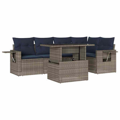 Set Divani da Giardino 6 pz con Cuscini Grigio in Polyrattan | homemem39