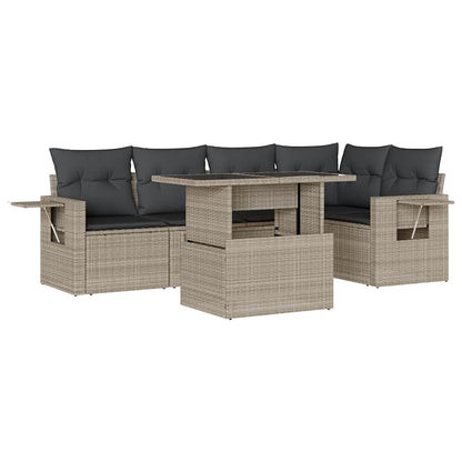 Set Divano da Giardino 6pz con Cuscini Grigio Chiaro Polyrattan - homemem39