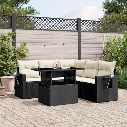 Set Divano da Giardino 6 pz con Cuscini Nero in Polyrattan | homemem39