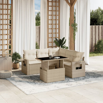 Set Divano da Giardino 6 pz con Cuscini Beige in Polyrattan - homemem39