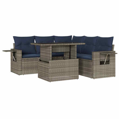 Set Divani da Giardino 6 pz con Cuscini Grigio in Polyrattan | homemem39
