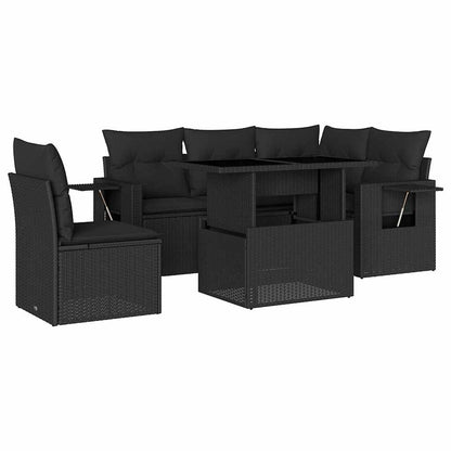 Set Divano da Giardino 6 pz con Cuscini Nero in Polyrattan - homemem39