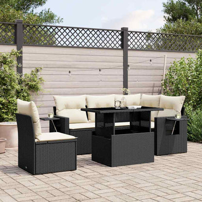 Set Divano da Giardino 6 pz con Cuscini Nero in Polyrattan - homemem39