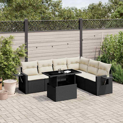 Set Divani da Giardino con Cuscini 7pz Nero Polyrattan | homemem39