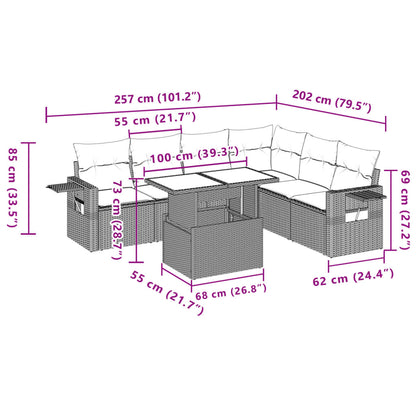 Set Divani da Giardino 7 pz con Cuscini Grigio in Polyrattan | homemem39