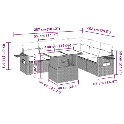 Set Divani da Giardino 7 pz con Cuscini Grigio in Polyrattan | homemem39