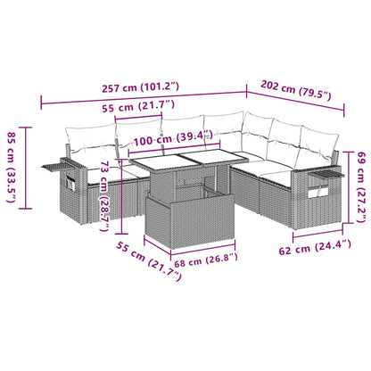 Set Divani da Giardino 7pz con Cuscini Grigio Chiaro Polyrattan | homemem39