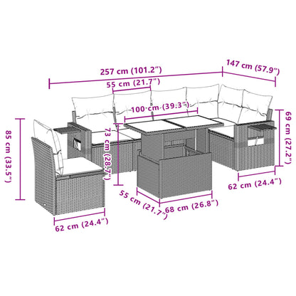 Set Divani da Giardino 7 pz con Cuscini Marrone in Polyrattan | homemem39