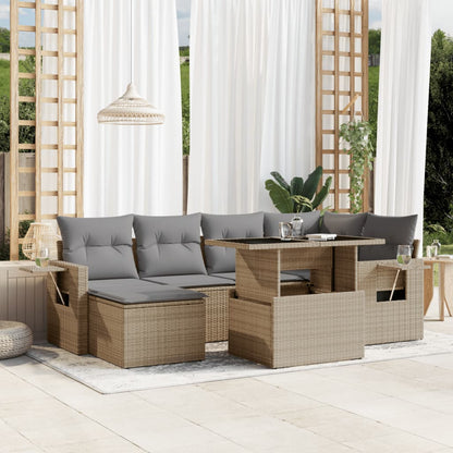Set Divani da Giardino 7 pz con Cuscini in Polyrattan