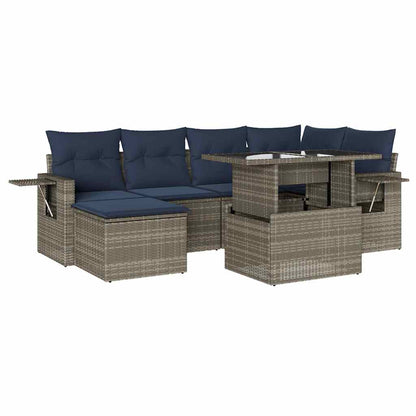 Set Divani da Giardino 7 pz con Cuscini Grigio in Polyrattan | homemem39