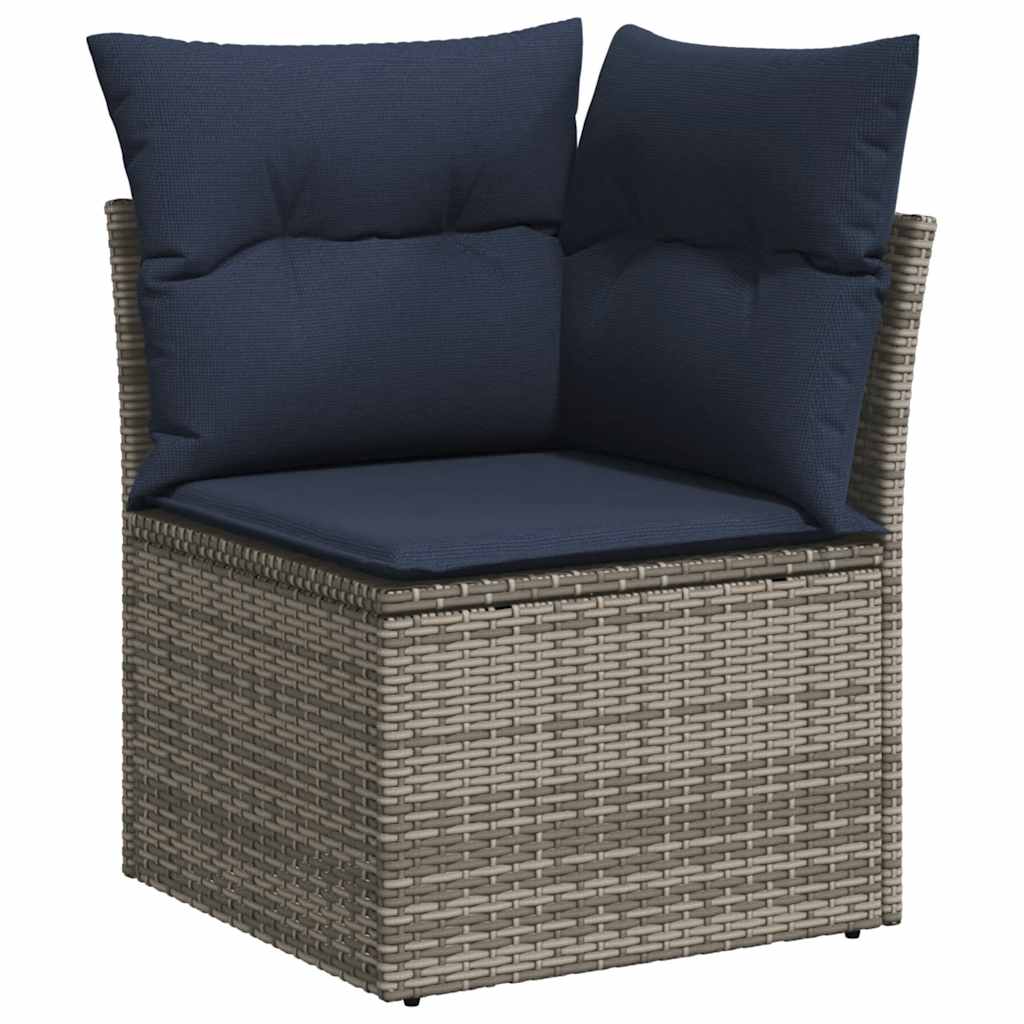 Set Divani da Giardino 7 pz con Cuscini Grigio in Polyrattan | homemem39
