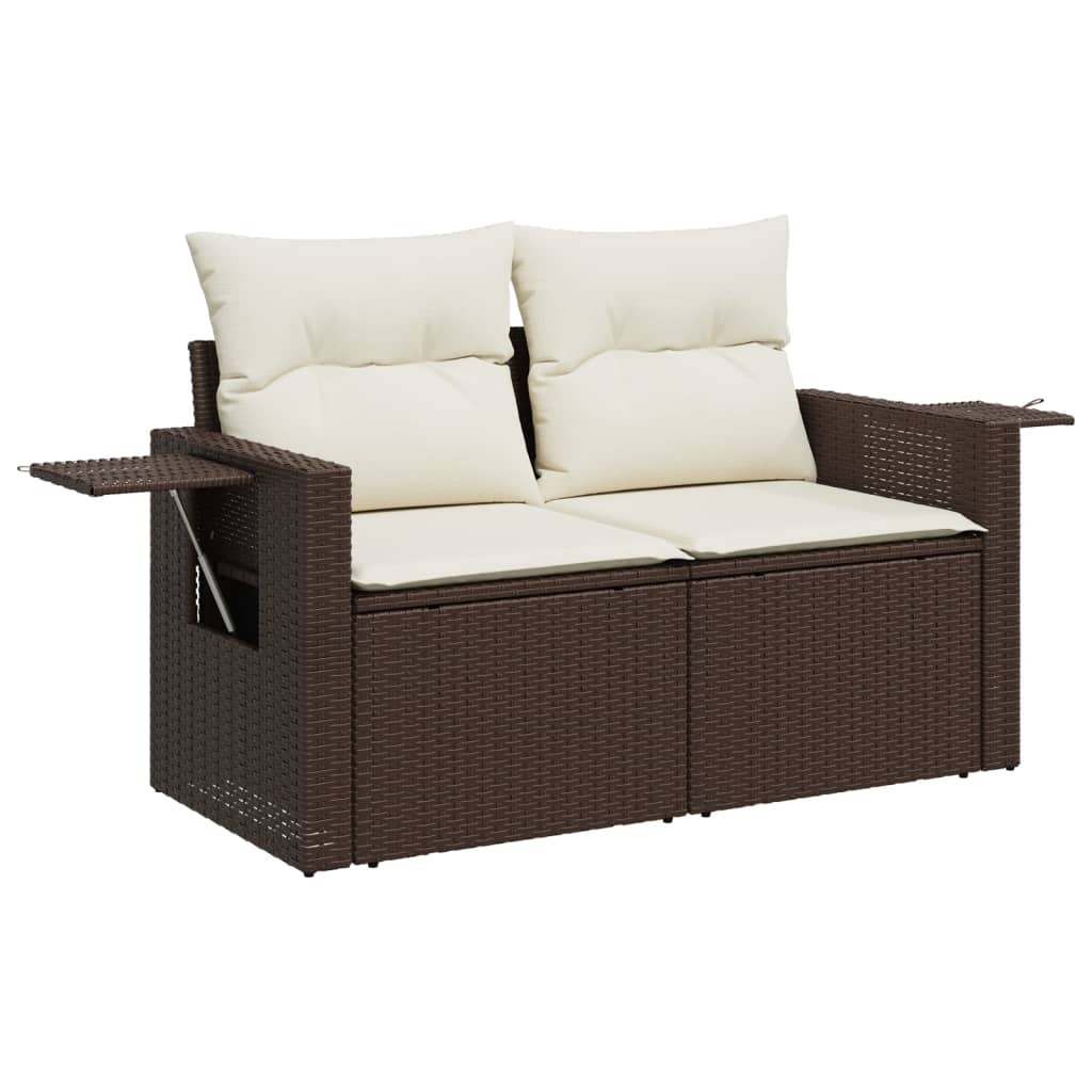 Set Divani da Giardino 7 pz con Cuscini Marrone in Polyrattan - homemem39