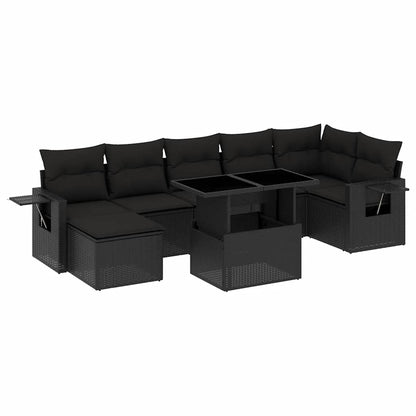 Set Divani da Giardino con Cuscini 8 pz Nero in Polyrattan | homemem39