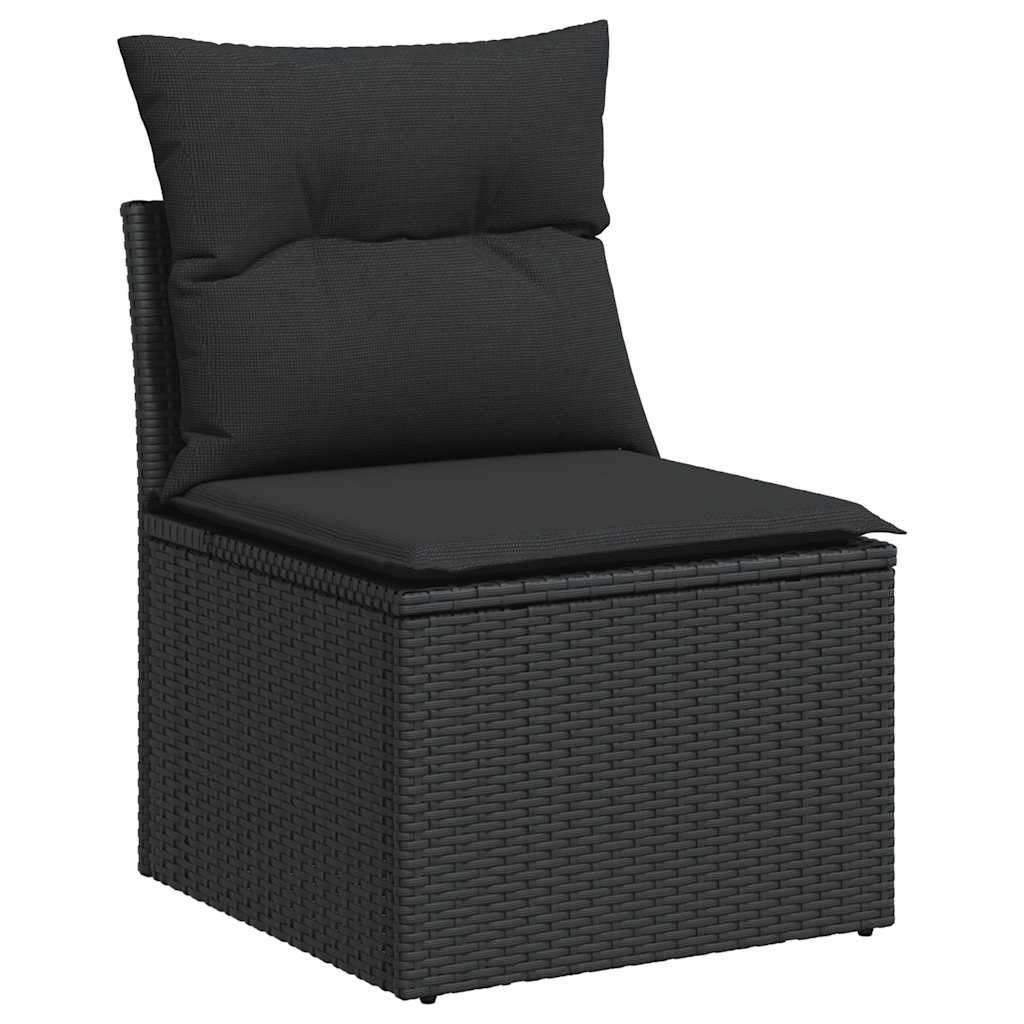 Set Divani da Giardino con Cuscini 8 pz Nero in Polyrattan | homemem39