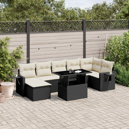 Set Divani da Giardino con Cuscini 8 pz Nero in Polyrattan | homemem39