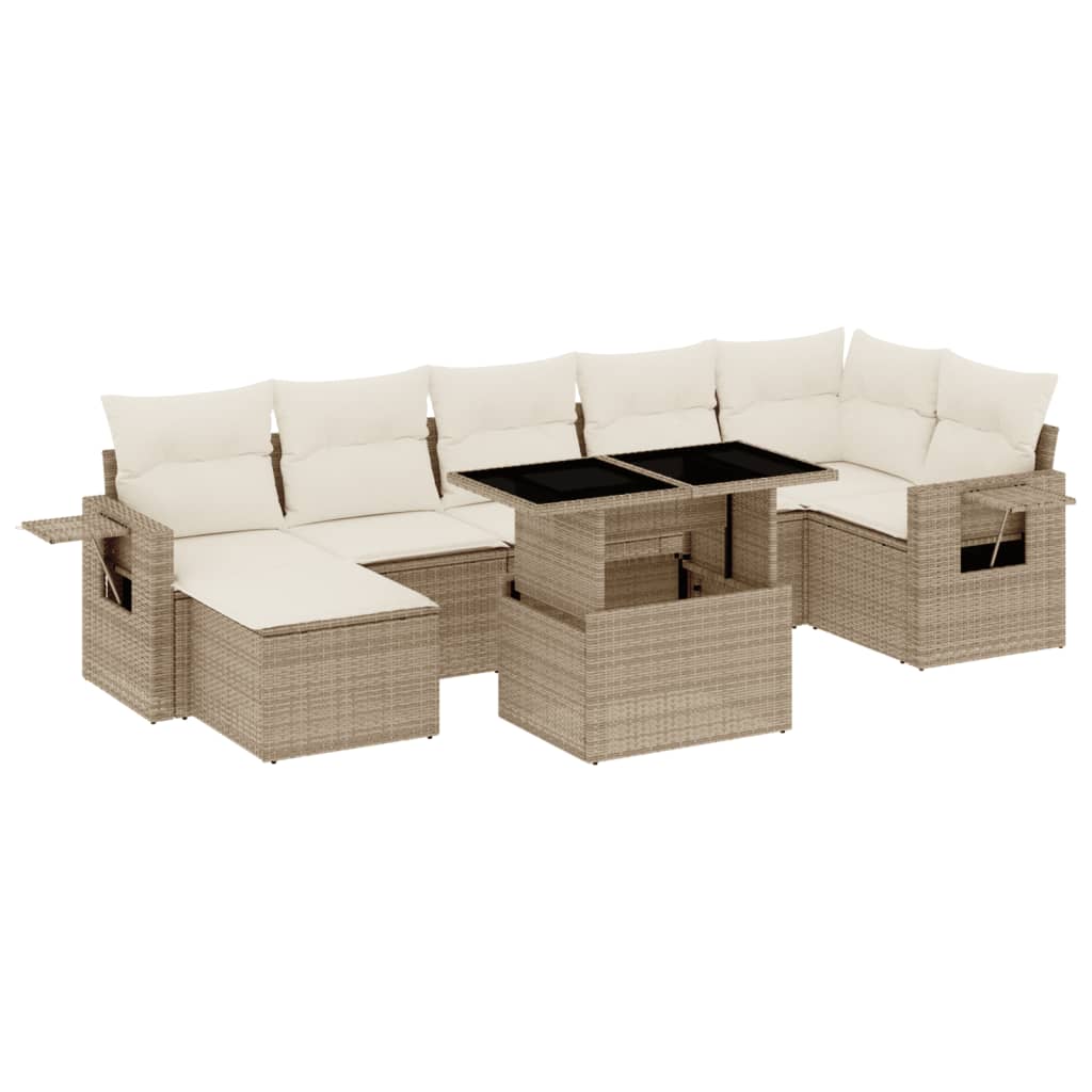 Set Divano da Giardino 8 pz con Cuscini Beige in Polyrattan - homemem39