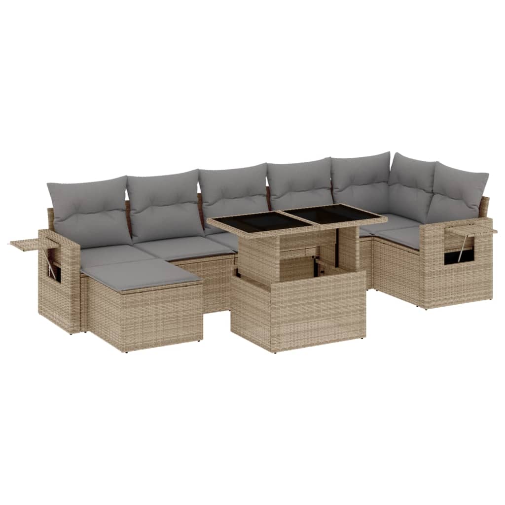 Set Divano da Giardino 8 pz con Cuscini Beige in Polyrattan - homemem39