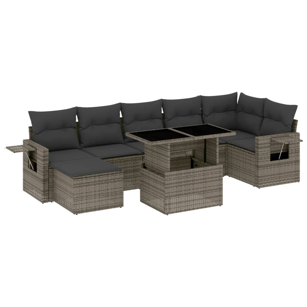 Set Divano da Giardino 8 pz con Cuscini Grigio in Polyrattan - homemem39