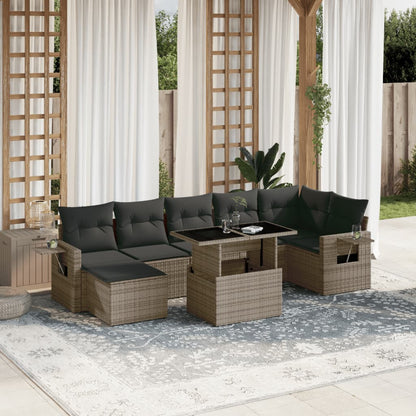 Set Divano da Giardino 8 pz con Cuscini Grigio in Polyrattan | homemem39