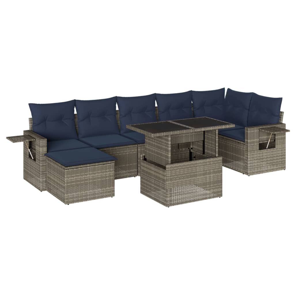 Set Divani da Giardino 8 pz con Cuscini Grigio in Polyrattan | homemem39