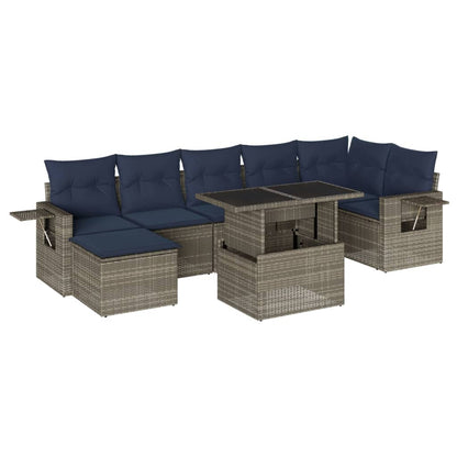 Set Divani da Giardino 8 pz con Cuscini Grigio in Polyrattan | homemem39