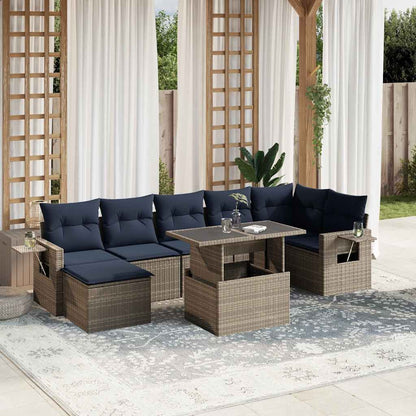 Set Divani da Giardino 8 pz con Cuscini Grigio in Polyrattan | homemem39