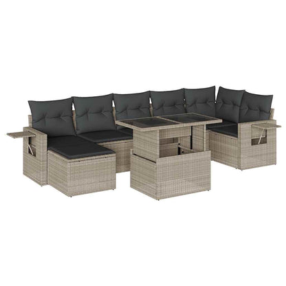 Set Divano da Giardino 8pz con Cuscini Grigio Chiaro Polyrattan - homemem39