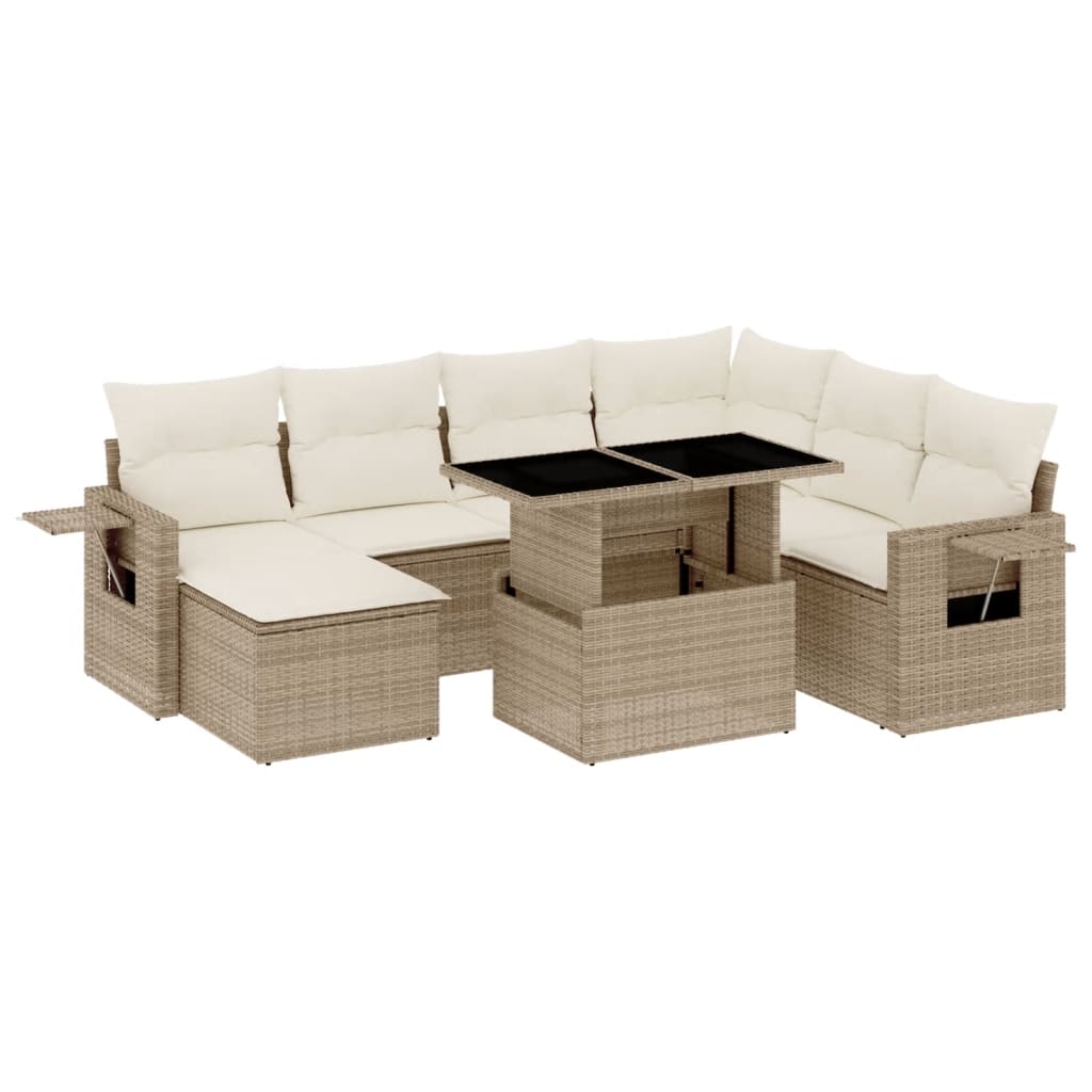 Set Divano da Giardino 8 pz con Cuscini Beige in Polyrattan - homemem39