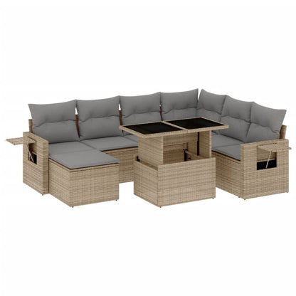Set Divano da Giardino 8 pz con Cuscini Beige in Polyrattan | homemem39