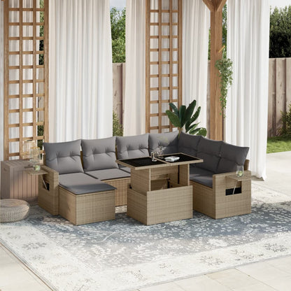Set Divano da Giardino 8 pz con Cuscini Beige in Polyrattan | homemem39