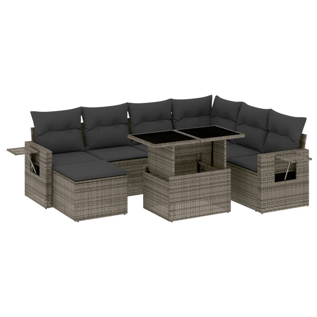 Set Divano da Giardino 8 pz con Cuscini Grigio in Polyrattan - homemem39