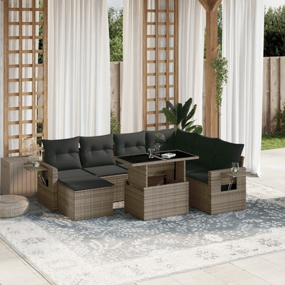 Set Divano da Giardino 8 pz con Cuscini Grigio in Polyrattan | homemem39