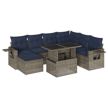Set Divani da Giardino 8 pz con Cuscini Grigio in Polyrattan | homemem39